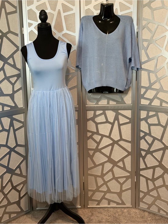 Dresses & Skirts - New Arrivals! 2PC Light Blue Pleated Tulle Dress & Knit Top.